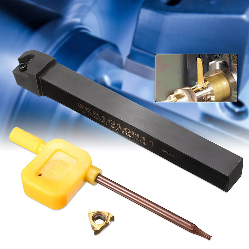 Accessories With 11ER A60 Carbide Insert External Holder Lathe Threading Turning Tool Cutter SER1010H11 Alloy Steel Machinery