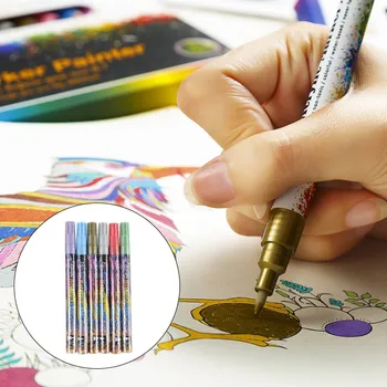 

Metallic Marker Water-based Marker Color Painting Art Pen 6 Color Graffiti Pen Material Escolar Пенал Ручка Наклейки Dropship #4