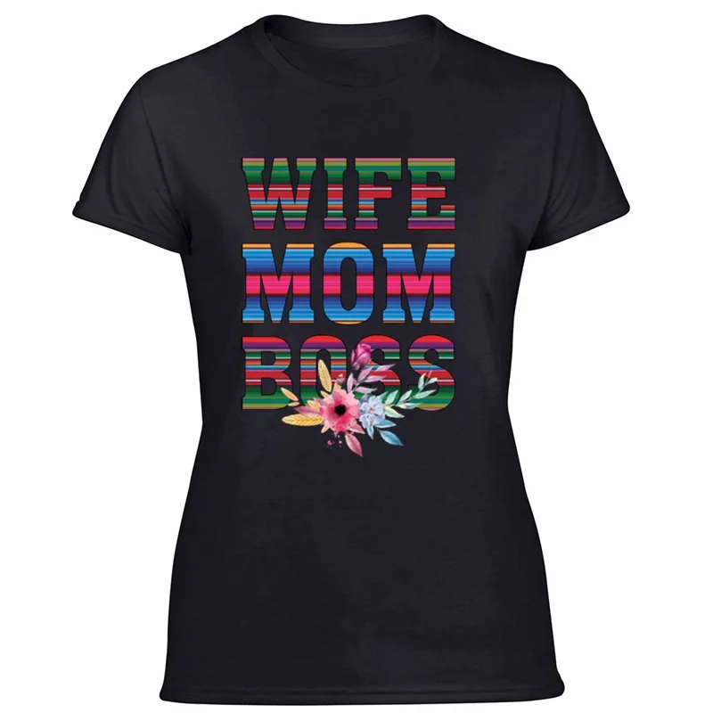 Дизайнерская мужская футболка с надписью «Wife Mom Boss» из хлопка, женские футболки с круглым вырезом и коротким рукавом