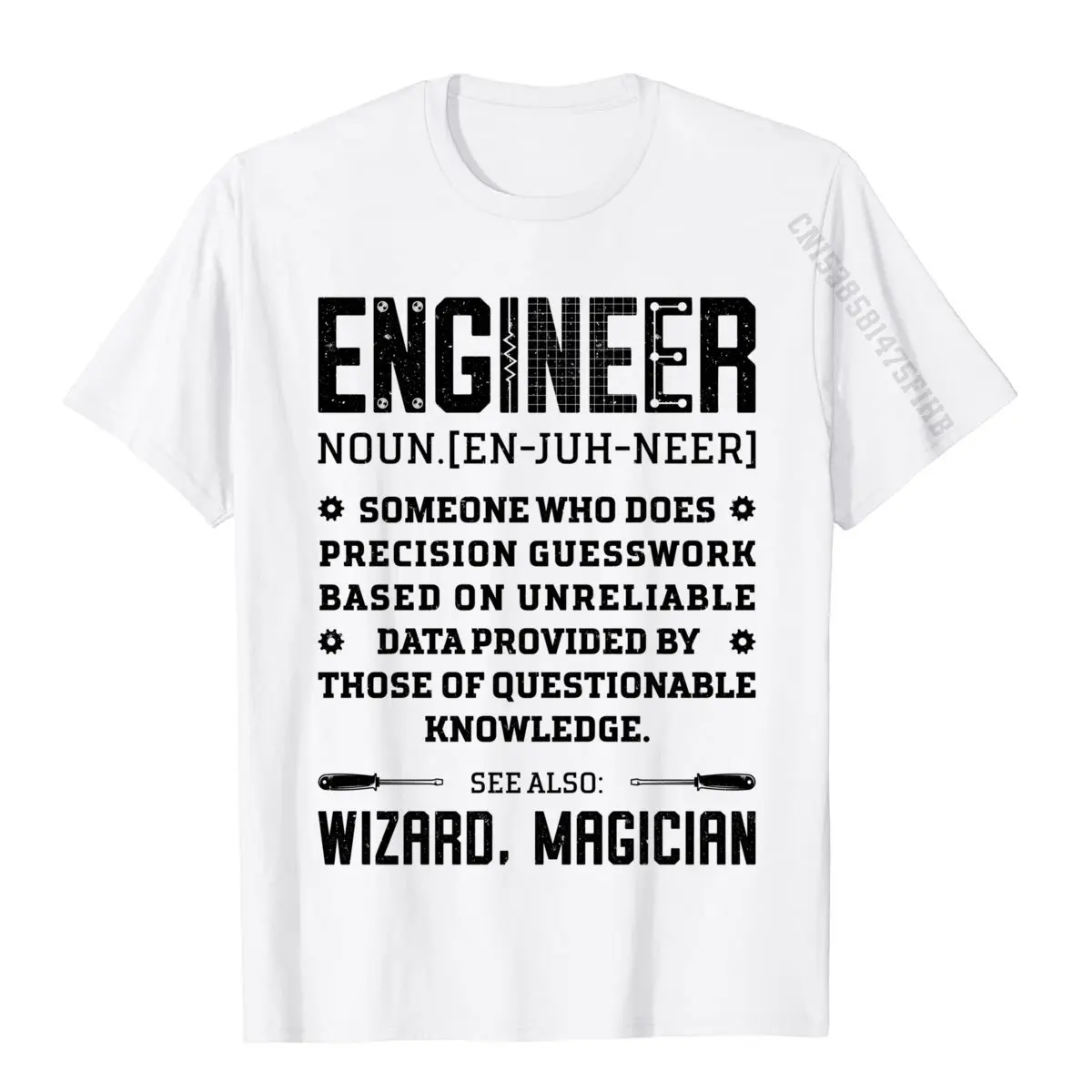 Normal T Shirts Retro Round Collar Design Pure Cotton Young Tops T Shirt Camisa Short Sleeve Tee Shirt Top Quality Engineer Definition Funny Noun Engineering Dictionary Term Sweatshirt__936 white