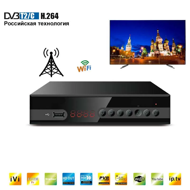 HD Digital MPEG4 DVB T2 TV Receiver Support H.264 1080P Terrestrial WIFI DVB-C Tuner DVB-T2 Set Top Box | Электроника