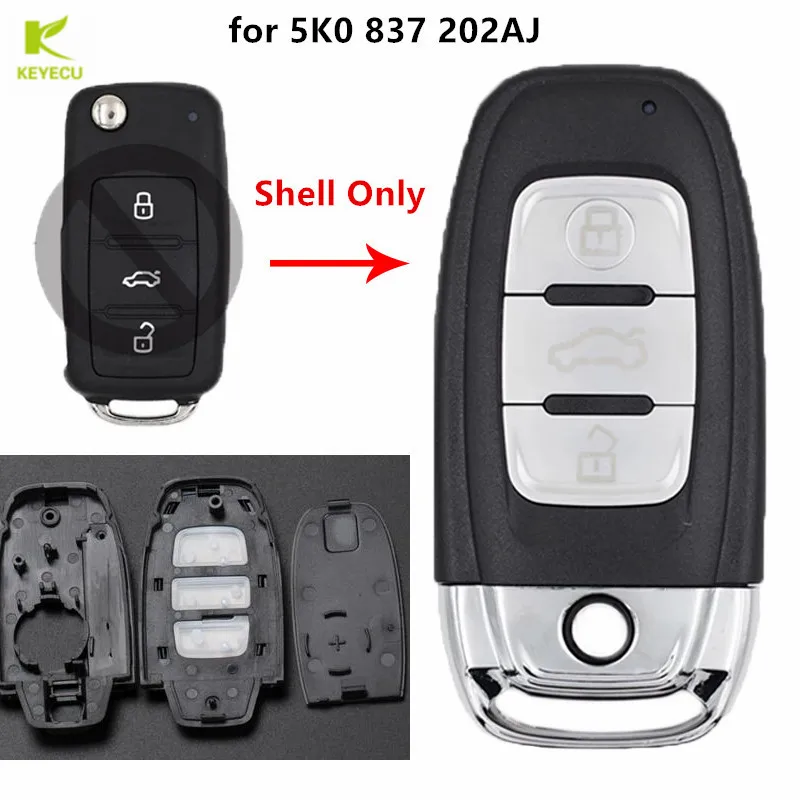 Корпус смарт-ключа KEYECU для Volkswagen VW Passat Tiguan Jetta Sagitar Bora Lavida 5K0837202AJ | Автомобили и
