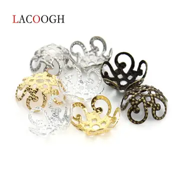 

200pcs/lot 11*4mm Hollow Flower Metal Charms Filigree Loose Spacer Bead Caps End Caps for DIY Jewelry Tassels Making Findings