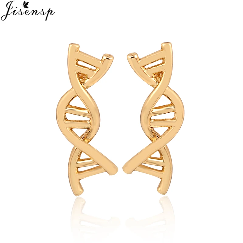 Jisensp Delicate Design DNA Earring Helix Earrings for Women Girls Geometric DNA Stud Earrings Science Jewelry Unique Gift