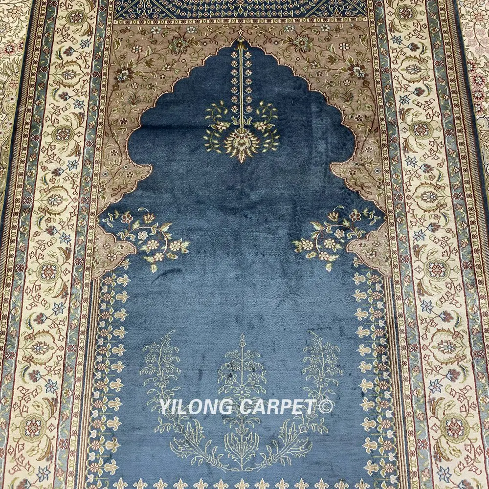 Yilong 3'x5' ручной работы персидский шелковый коврик для молитвы мусульманская молитва винтажный ковер(HF214B