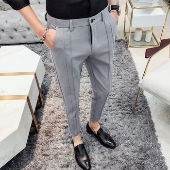 

Fashion Business Stretch Suit Pant Man Luxury Casual Pants Men Pencil Pants Slim Fit Formal Trousers Male Plus Size 36 Black