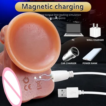 Wireless Heating Dildo Vibrator Telescopic Lick Thick Dildos for Women G Spot Massager Suction Cup Female Masturbators sex shop 3