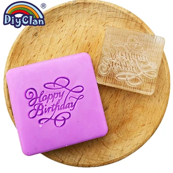 

Happy birthday soap stamp new arrival Diy soap making seal with handle custom handmade soap tools Z0178HB