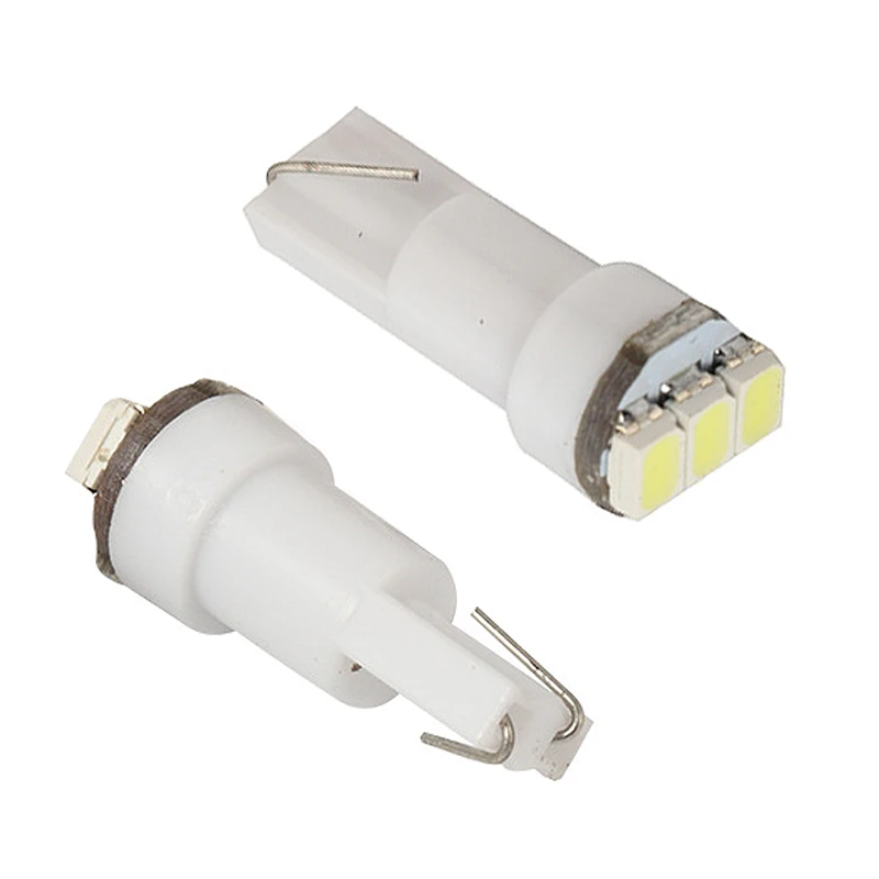 100 x T5 светодиодный 12516 W1.2W лампа для салона автомобиля 3 1206 SMD датчик прибора Авто лампы 12V Атмосфера декоративные лампы