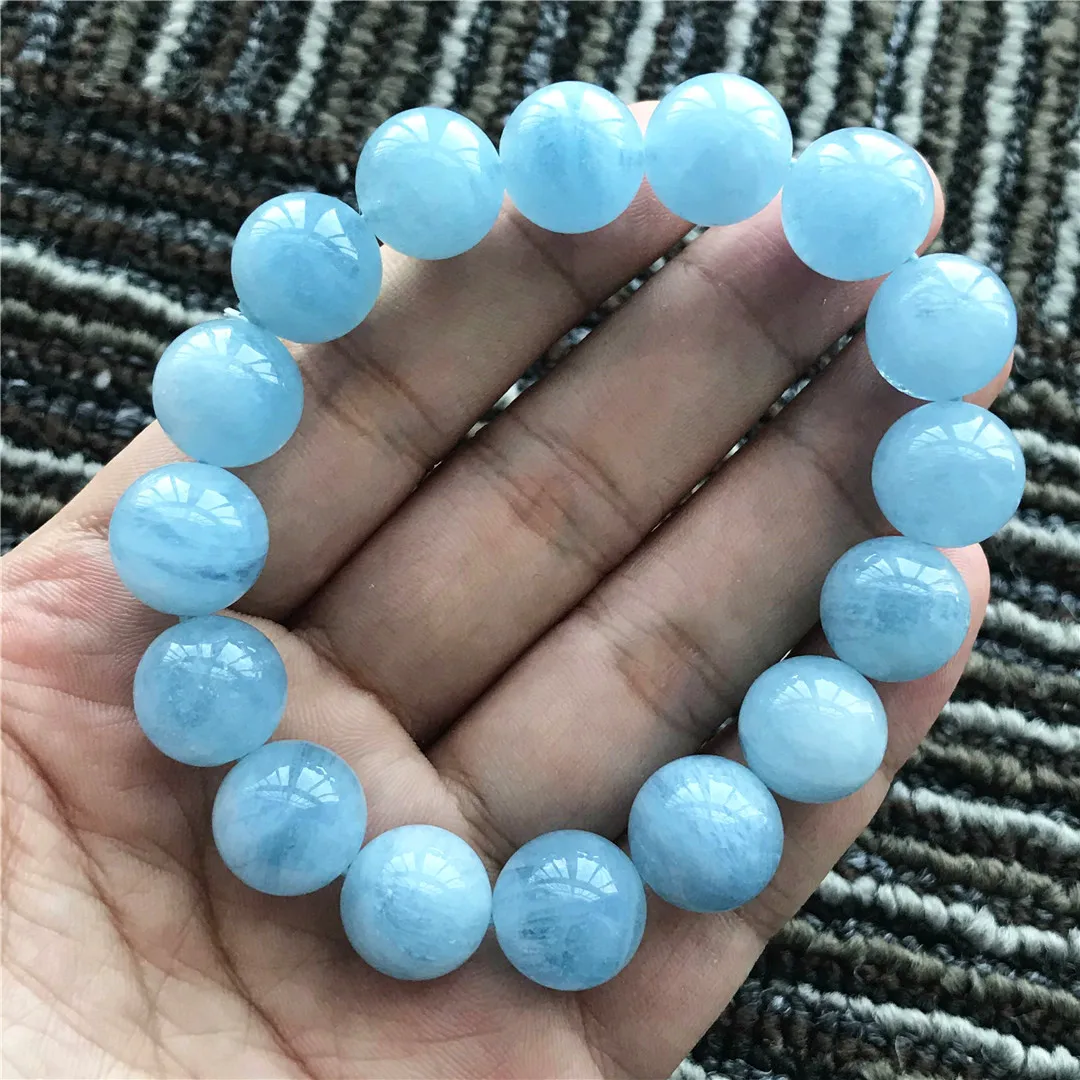 Aquamarine Bracelet / Round Beads 10mm High Grade Quality Genuine Natural  Gemstone Stone Beaded Carved Jewelry Men Women Crystal Bead Gem - Etsy