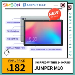 Jumper – tablette de 2021 pouces M10, avec Android 11, 4 go de RAM, 10.1 go de ROM, UNISOC T618 Octa Core, caméra de 13mp, Wifi, 5G, Bluetooth 128, dernière version 5.0 