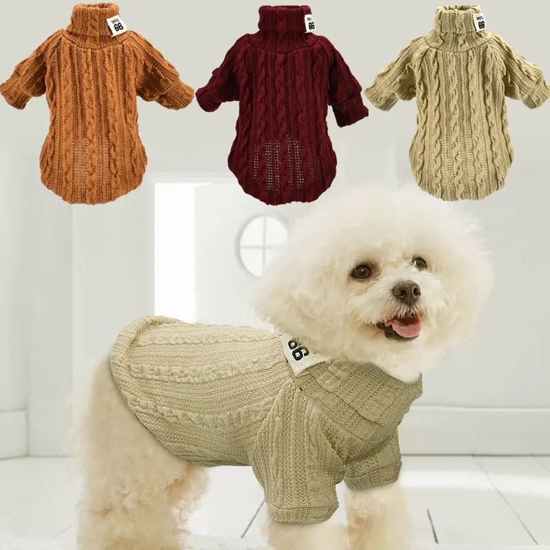 Модный вязаный свитер для собаки, подарки, куртка для собаки XS-L, Удобная водолазка для питомца, теплая одежда, зима-осень, пальто для щенка кошки