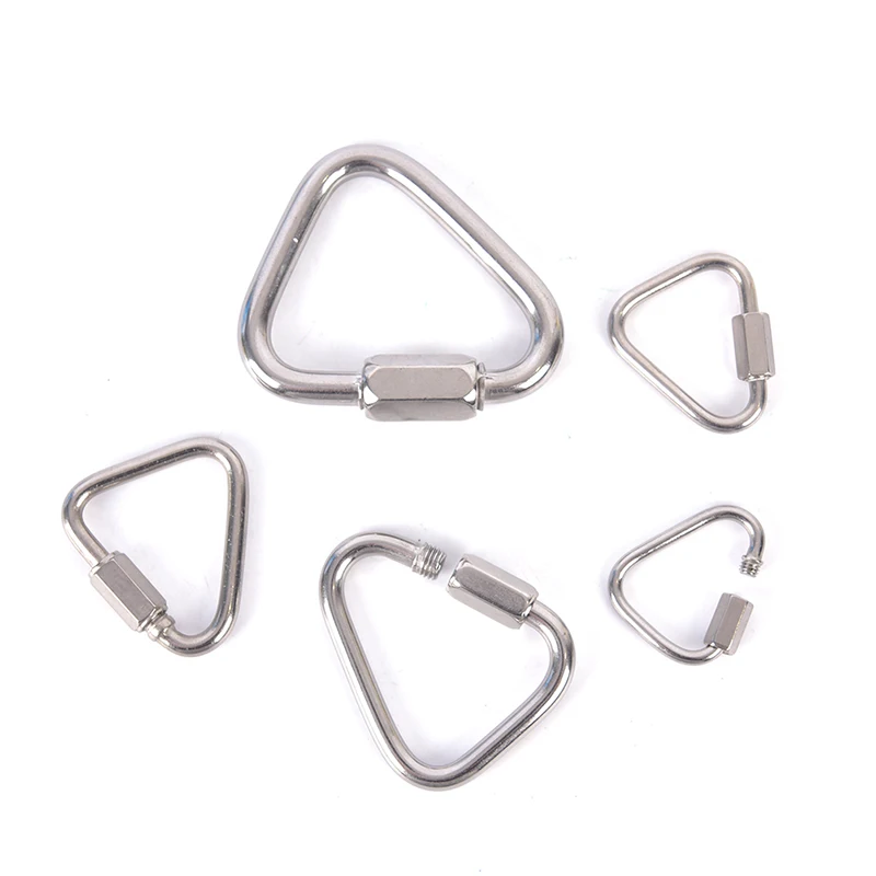 Triangle Carabiner Stainless Steel Keychain Snap Clip Hook Buckle Screw Lock AJ