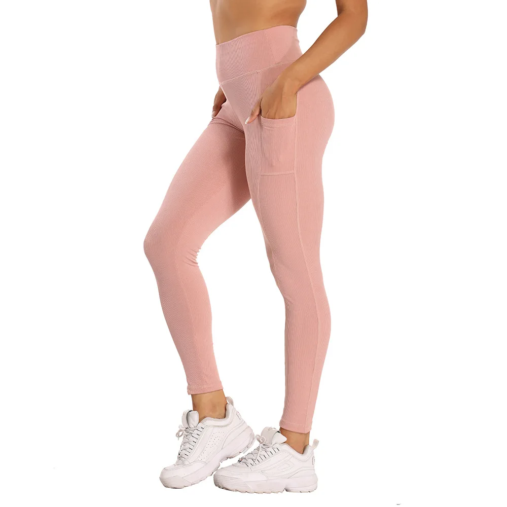 

Women Fitness Yoga Legging With Pockets High Elastic Solid Color Yoga Pants For Women Sport Compression Training Leggings