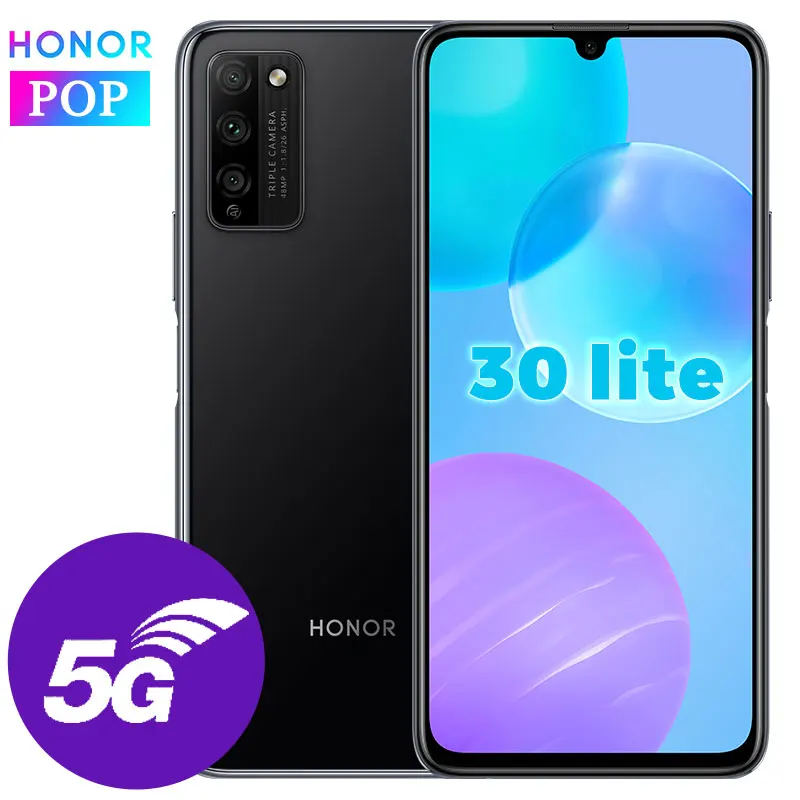 HONOR 30 Lite 5G мобильный телефон 6 5 дюймов ГБ 128 MT6873 Octa Core Android 10 распознавания лиц и 22 W
