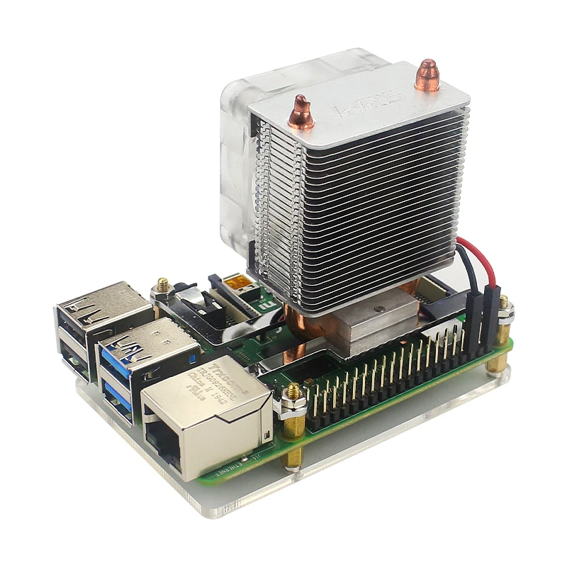 Raspberry pi Torre de Gelo Rgb Ventilador Refrigeração Tubo Cobre Refrigerador Opcional Acrílico Case Fonte Alimentação para pi 4b 3b Mais 3b 52pi - Imagem 2