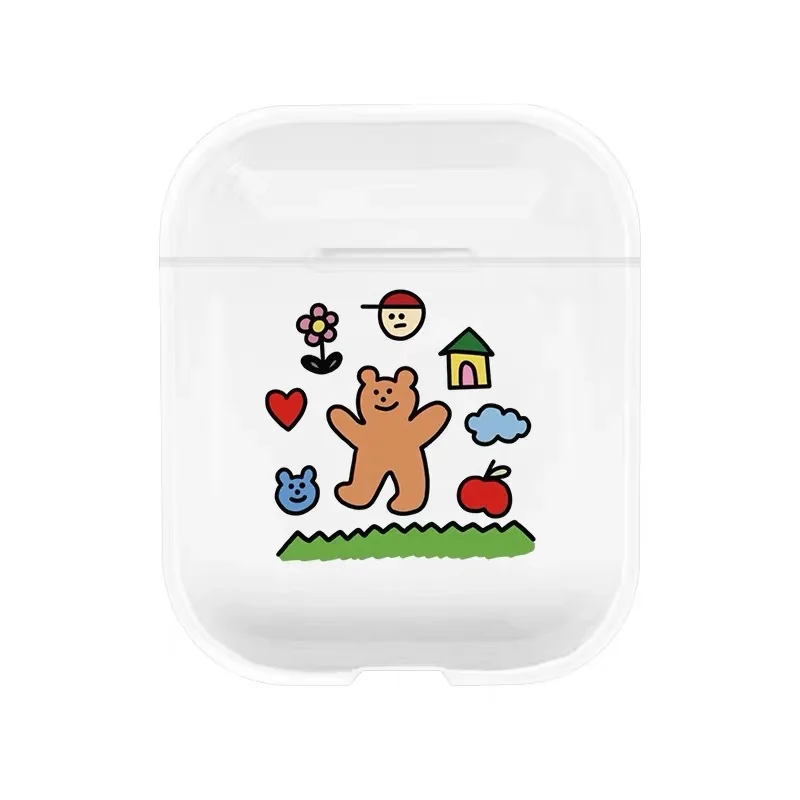 Case For AirPods 2 1 Case Cover Coque Wireless Bluetooth headphones Transparent PC Hard Cover On Air Pods Apple Funda Capa