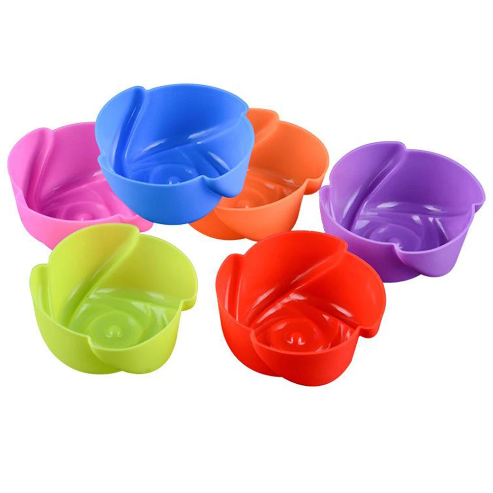 8pcs Silicone Cupcake Liner Muffin Baking Cup Rose Flower Decorative Muffin Cake Baking DIY Tool Liners For Pudding Chocolate