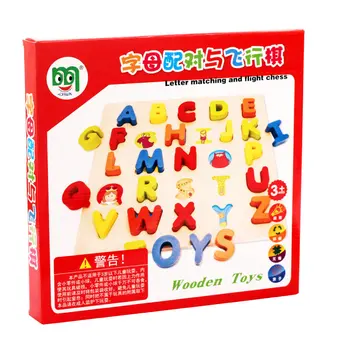 

Free shipping Kids Cognitive 26PCS Letter matching and flight chess/Blocks Baby wooden blocks toy, Figure Blocks toy/Gift