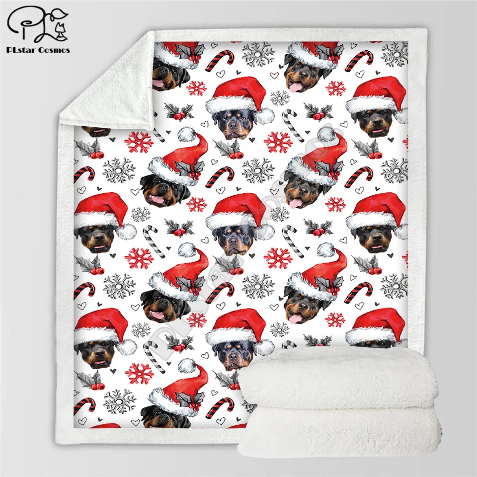

Флисовое одеяло Rottweiler с 3d рисунком с надписью "Merry Christmas", кровати для пешего туризма и пикника, толстое модное покрывало, покрывало из шерпы 02