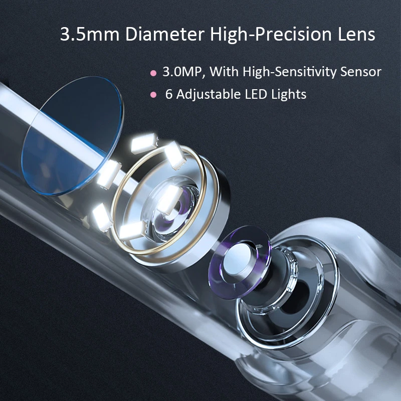teslong endoscopio para limpeza de ouvidos lentes 01