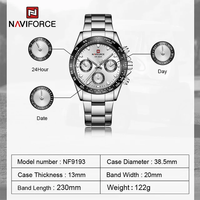NAVIFORCE Top Brand Sports Quartz Watches Luxury Gold Stainless Steel Watch Male Waterproof Wrist Watch For  Men Reloj Hombre 2