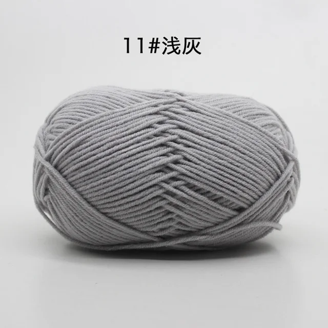 Hot Sale Multi Color Cotton Silk Knitting Yarn Soft Warm Baby Yarn for Hand Knitting thread Supplies 50g/lot No.11 Light Gray