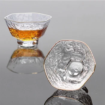 

Set of 2-75ml japanese style small tea glass mugs high quality Transparent Whiskey Glass drinking cups GLA-09