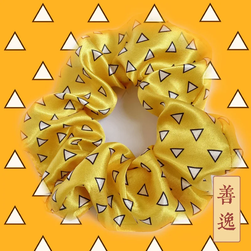 Anime Demon Slayer Kimetsu No Yaiba Hair Rope Ladies Hair Tie Striped Lady Scrunchies Ponytail Female Girl Holder Rope