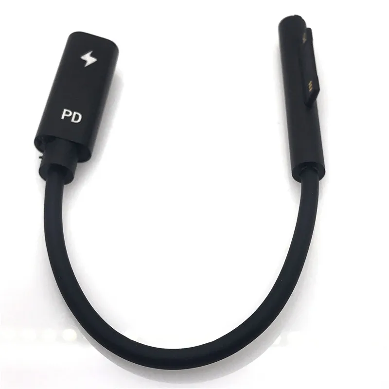 Usb tipo c pd 15v Adaptador de Carregador Conversor Cabo de Carregamento para Microsoft Surface Pro go Livro Laptop 2