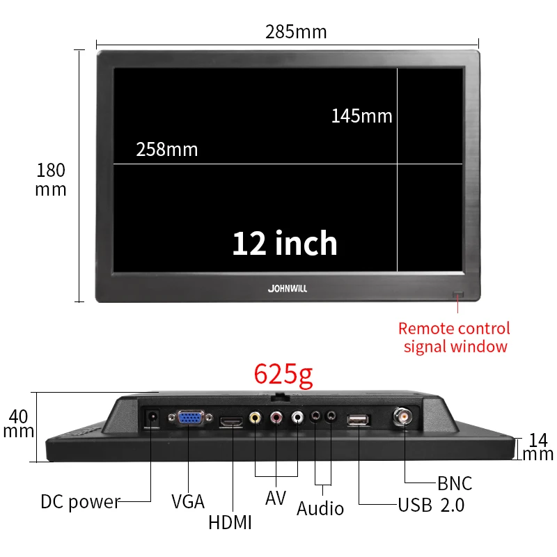  ̿ ޴ ̹ , PC ips 12 ġ 1080P HD LCD ÷ ȭ, HDMI VGA USB BNC AV ǻ , 13.3 ġ
