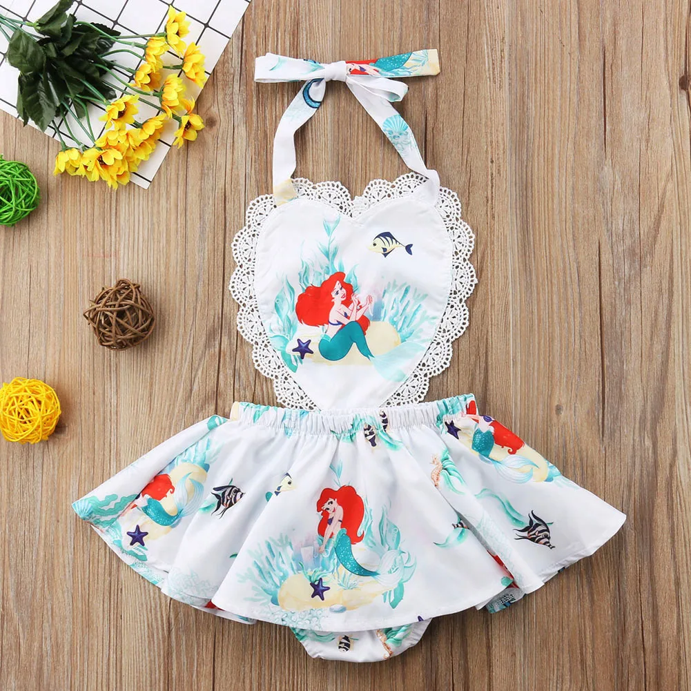С мотивами из мультфильмов, для новорожденных и Одежда для детей; малышей; девочек детское платье силуэта «русалка» с рисунком; комбинезон;