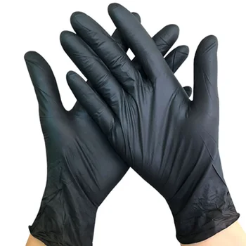 

200Pcs Disposable Nitrile Glove Non-Slip Acid and Alkali Laboratory Nitrile Rubber Industrial Manufacturing Tattoo Gloves Black