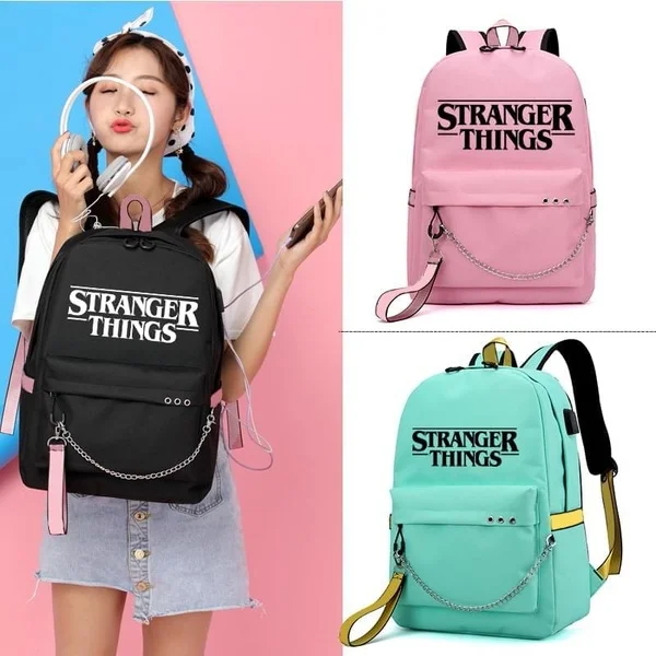Странные Вещи рюкзак Kpop Sac Dos usb зарядка Mochila розовые сумки аниме мужские противоугонные школьные сумки для девочек-подростков