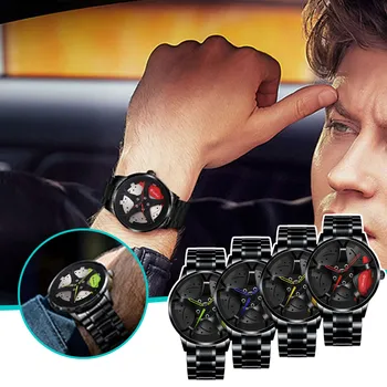 Reloj de pulsera para hombre, cronógrafo deportivo de moda, con llanta de malla de cuarzo, Hub Digital, novedad de 2021