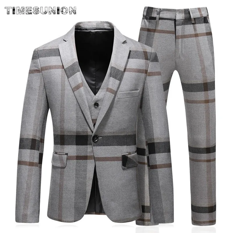 

Luxury Brand Men Suit Navy Blue Wedding Suits for Men Plaid Blazer Designs Man Suit Slim Fit Jacket Men Wedding Tuxedos