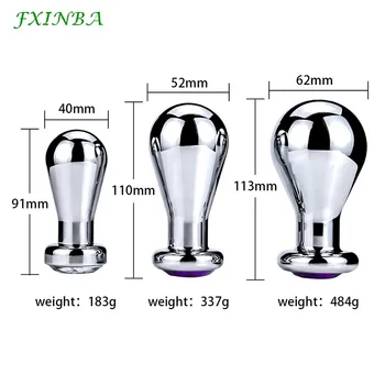 FXINBA Large Bulb Anal Plug Metal Butt Plug Big Set Jewelry Beads Buttplug Adult Sex Anal Toys for Women Men Gay Masturbation 2