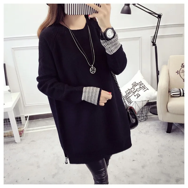 

2021 New One Piece Women's Sweaters For Winter Fashion Autumn Winter Warm Casual Loose Knitted Tops Long-Sleeved Sweater