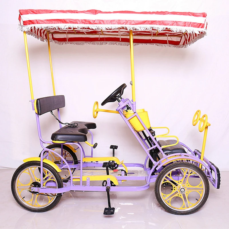 Triciclo en tándem de cuatro ruedas para familiar, unids/lote, nuevo turismo, tres bancos - AliExpress