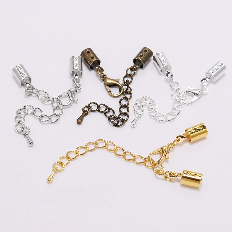 

10Pcs Alloy Extended Chain Leather Cord Clasps Hooks For DIY Jewelry Making Connectors Necklace Bracelet Lobster Clasps