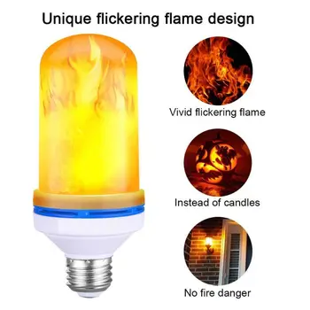 

Christmas LED Flame Effect Fire Light Bulbs 4 Modes with Upside Down Effect Lamp F3MB