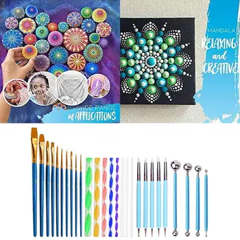 

53pcs Mandala Dotted Tools Set for Painting Rock Stone Acrylic Stick Drawing Brush Double Head Pen Carrying Bag Kit