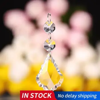 

1PC 50mm Glass Prism Drop Crystal Chandelier Hanging Pendant Maple + Octagon Beads Glass Ornament Crystal Prism Hanging Pendants