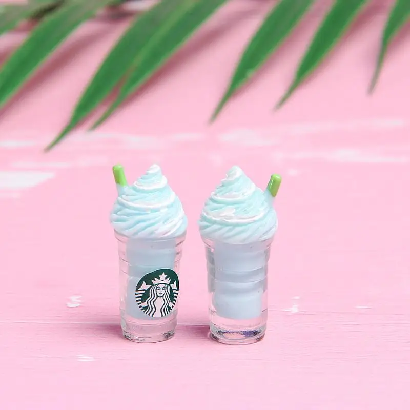 10 шт. Frappuccino, соломенная чашка, чашка для мороженого, подвески для слизи, сделай сам, полимерная глина, дополнение для пушистых поставки слаймов, аксессуары, игрушки - Цвет: 3PCS Blue