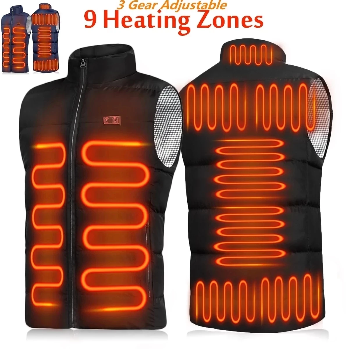 9 Pads Heated Vest Men Women Usb Heated Jacket Heating Thermal Clothing Hunting Winter Fashion