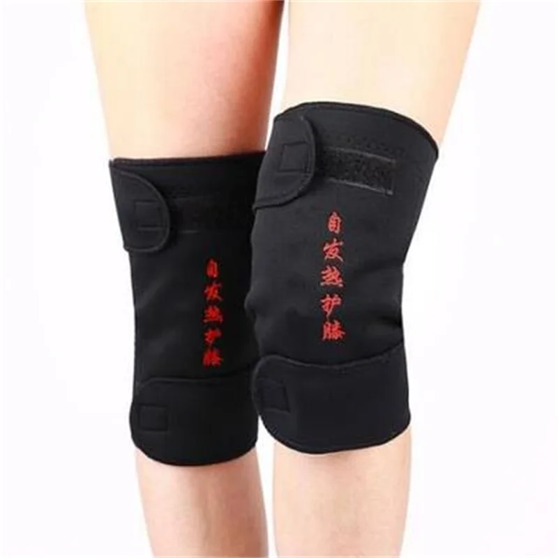 Регулируемая терапия, турмалиновый наколенник артрит продукт ортопедическая коленная скобка Магнитная медицинская поддержка поясной массажер защитный - Цвет: Black
