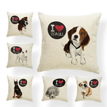 

Cartoon Dog Cat Pillow Cushions Bulldog Beagle Boston Terrier Boxer Dog Throw Pillows Doberman Chihuahua Decor Polyester Blend