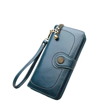 

Vintage Button Phone Purses Women Wallet Female Purse Leather Brand Retro Ladies Long Zipper Woman Wallet Card Clutch