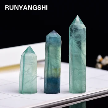 

4-7cm 1pcs Natural Green fluorite crystal point hexagonal column energy stone home decoration magic repair healing wand
