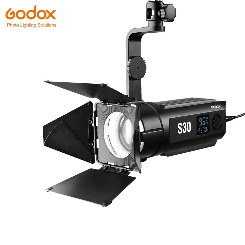 Godox S30 30 Вт фокусирующий СВЕТОДИОДНЫЙ фотографии; непрерывный Регулируемый светильник Точечный светильник с дверцей сарая для профессиональной фотостудии
